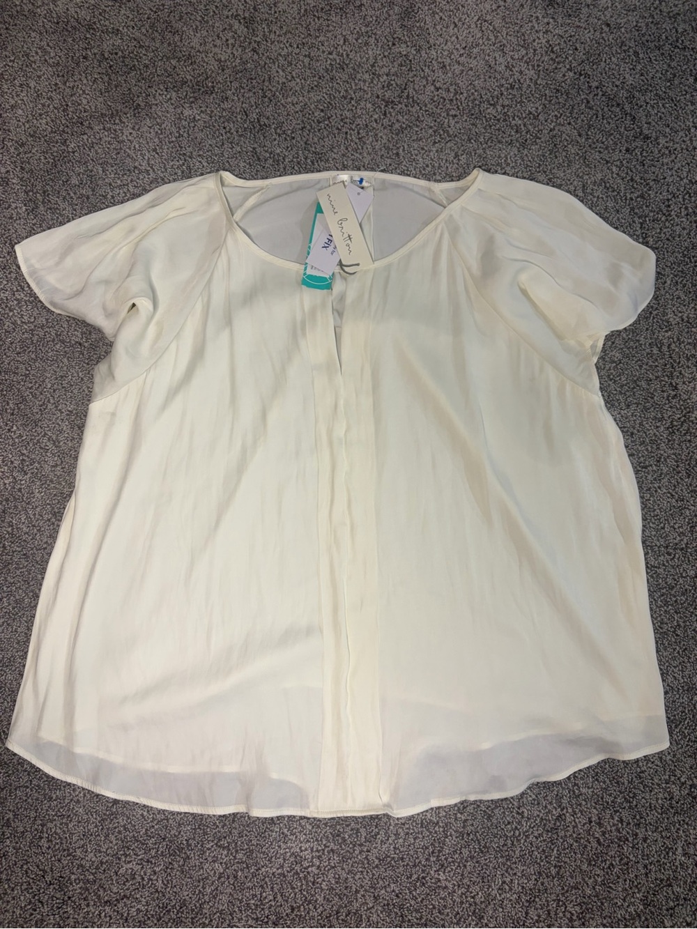 NWT Nine Britton Stitch Fix Ivory White Short Sleeve Blouse XL